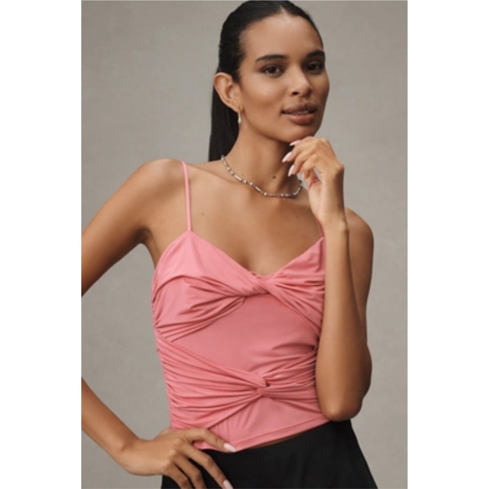 NWT Anthropologie Sunday in Brooklyn Women's Pink Sleeveless‎ Ruched Tank Top XL